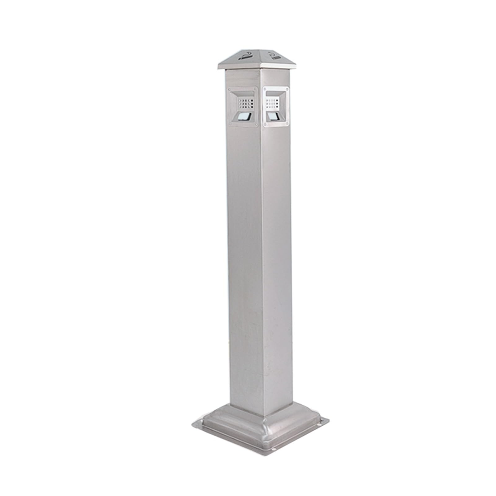 47.24-inch Freestanding Cigarette Butt Collector, Stand-Up Trash Can (with Key), Removable, Suitable For Public Smoking Areas(Silver)