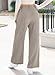EVALESS Womans Wide Leg Pants Summer Work Business Casual Linen Texture Trousers High Waisted Palazzo Pants Ladies 2026 Fashion Flowy Comfy Slacks with Pockets Grey X-Large