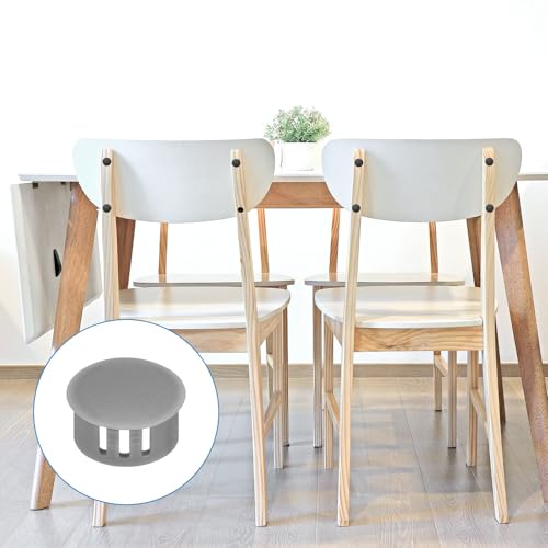 Image of uxcell 100pcs Nylon Plastic Hole Plugs, 5 /7 inch(18mm) Round Drill Screw Hole Plugs Covers Knockout Locking Plastic Plugs Insert End Caps for Kitchen Cabinet Furniture, Deep Grey