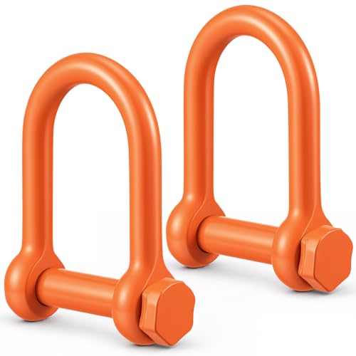 Image of 2 Pcs Screw Pin Long Reach Shackle, Long Reach Shackle with Painted Screw Pin, Clevis D-Ring Lifting Attachment, Professional Use, Industrial Alloy Steel (5 /8 Inch,Orange)