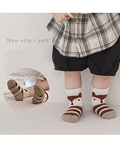 5 Pares Baby Kids Meias antiderrapantes Algodão antiderrapante Meias de tornozelo (1-3 anos, Pinguim