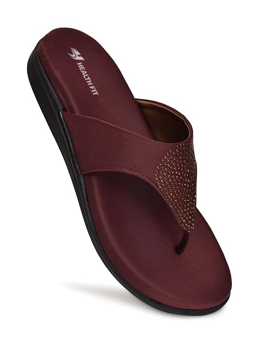 Image of HEALTH FIT EXTRA SOFT Women's Comfortable Memory Foam Doctor Slippers /Flip-Flops|Fashionable Casual & Stylish|Lightweight & Breathable|Outdoor Synthetic Casual Chappals Sandals Ladies & Girls HF21