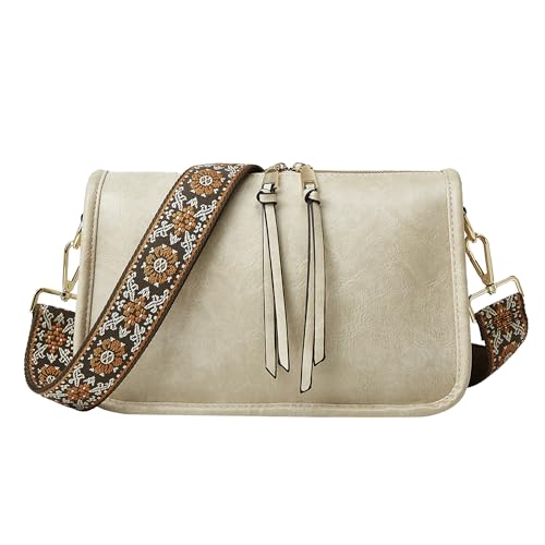 Image of Crossbody Bag for Women, Bohemian Vintage Purse with Wide Strap | Stylish Vegan Leather Design, Adjustable Shoulder Strap, Versatile for Daily Travel and Weekend, Ideal Gift Choice