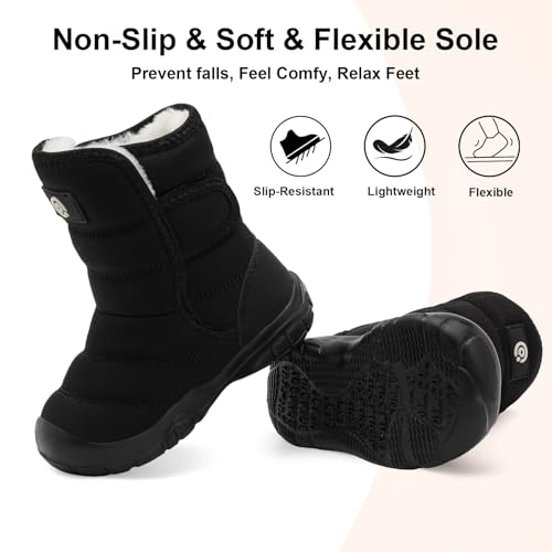 QFH Toddler Boys Girls Winter Warm Shoes Water-Resistant Comfy Non-Slip Snow Boots Cold Weather Insulated Outdoor Walking Shoe2