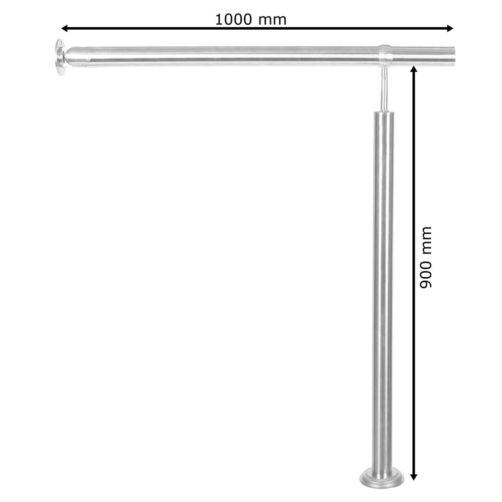 Edelstahl Handlauf Treppengeländer Geländer für Treppe Treppen mit Wandhalter seitliche Montage Wand Halterung Auswahl Länge mit Montagematerial Handläufe V2Aox, Länge:100 cm
