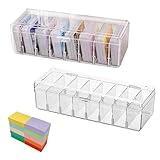 2 Stück Karteikarten Box mit 500 Karteikarten A8, Karteikasten mit Abnehmbaren Trennbretter, Karteikartenbox Fasst 700 Karten, Kartenbox ​Vokabelbox für Karten Sammeln, Visitenkarten, Lernkarte