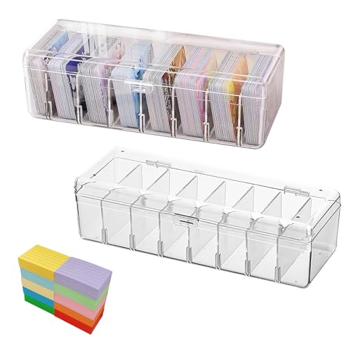2 Stück Karteikarten Box mit 500 Karteikarten A8, Karteikasten mit Abnehmbaren Trennbretter, Karteikartenbox Fasst 700 Karten, Kartenbox ​Vokabelbox für Karten Sammeln, Visitenkarten, Lernkarte