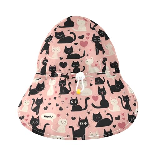 Toddler Boy Girl Sun Hat Boys Summer Hats Baby Girls' UPF 50 Wide Brim Beach Essentials Cartoon Cute White Black Cats Pink3