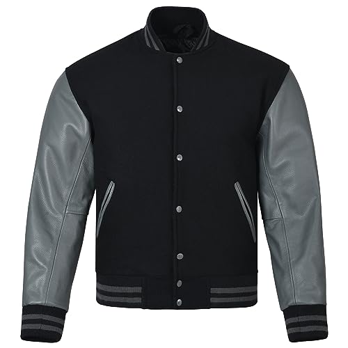 Image of Varsity Jacket Baseball Letterman Jacket- Wool and Leather Premium Quality Unisex Basketball Jacket