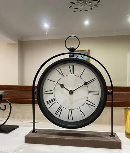 Stunning 26cm Large Vintage/Retro Analogue Mantle Clock - Black for Home Decor & Gift