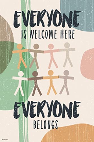 Image of Diversity Poster Everyone Is Welcome Here Everyone Belongs Boho Classroom Educational Rules Teacher Supplies School Teaching Toddler Kids Elementary Cool Wall Art Print Poster 16x24