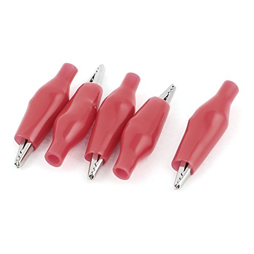 Aexit Plastic Metal Testers Testing Crocodile Alligator Test Clip 43mm Voltage Testers 5pcs Red