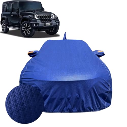 Image of Car Cover for Mahindra Thar Roxx (2024-2026) | 100% Waterproof Cover with Reflective Mirror Pockets | Dustproof, Scratchproof, Heatproof Thar Roxx Car Cover |Soft Cotton Lining| Blue