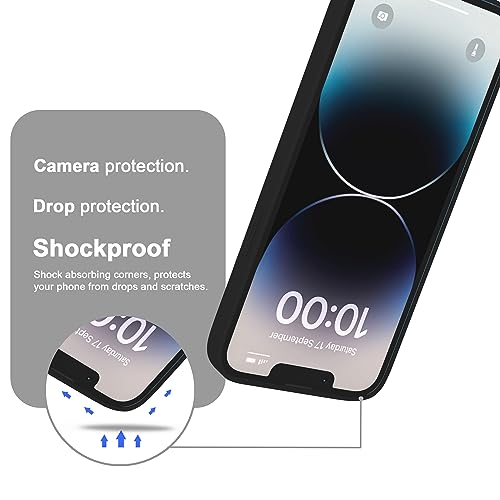 Image of amazon basics Liquid Silicone Case for iPhone 14| Shockproof, with Drop and Camera Protection | Soft Microfiber Lining Inside| Silicone Cover for iPhone 14 - Black