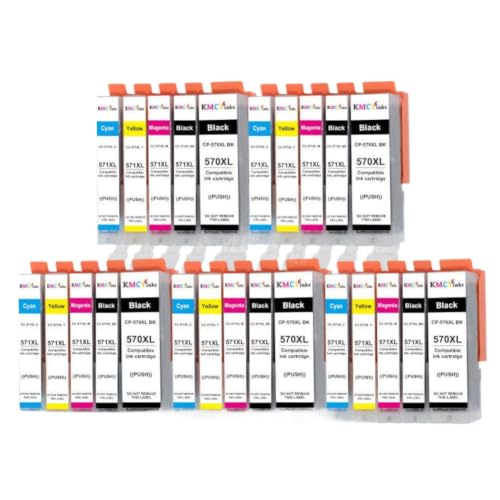 Cartouche PGI-570 et CLI-571 pour imprimantes Canon MG5750 TS5050 - Lot de 5 jeux complets