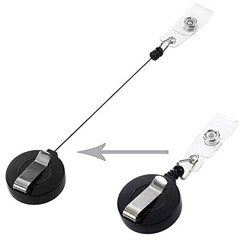Image of ANG ID Card Holder, Lanyard and Retractable Badge Reel Round YOYO (Black) (Set 3) Pack of 2