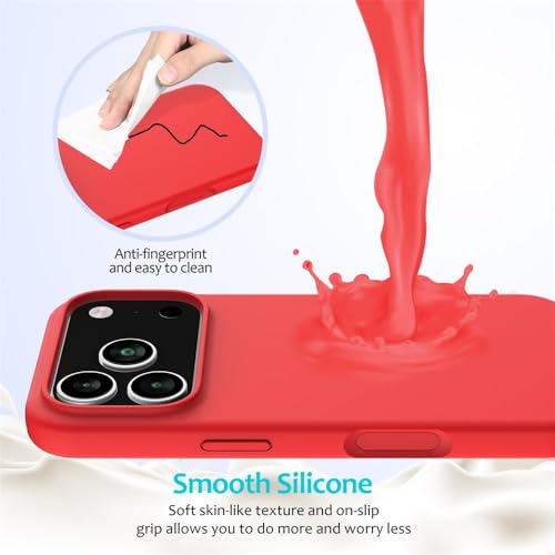 Image of Back Cover Compatible with iPhone 17 Pro Max Case Liquid Silicone Full Protection Shock Proof Back Cover for iPhone 17 Pro Max (Red)