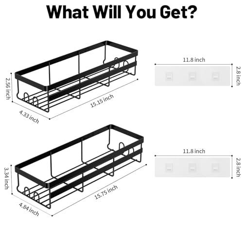 Image of WOWBOX Shower Caddies 2 Pack - Adhesive Hanging Shower Shelf - Bathroom & Kitchen Organizers and Storage, No Drilling Stainless Shower Shelves for Home Decor Storage (Large)