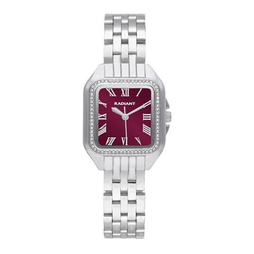 Radiant - Collection Bahamas - Montre analogique pour Femme. Montre Bracelet avec Cadran Bordeaux et Bracelet en Acier. Taille 28 mm. 3ATM.