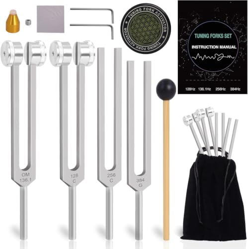 Image of Tuning Forks for Healing Set, Includes 128Hz, 136.1Hz, 256Hz, 384Hz