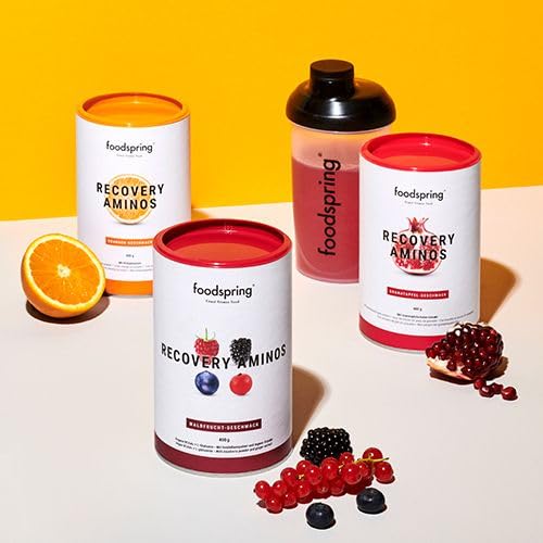 foodspring Recovery Aminos, 400g, Orange, Clean Post-Workout Drink with Plant-Based BCAAs