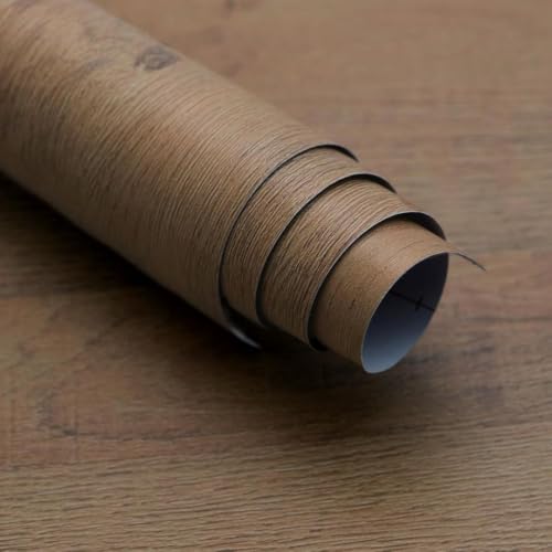 Image of WISDOM Brown Wood Grain Peel and Stick Wallpaper, Thick Waterproof Vinyl Wood Contact Paper, Removable Self-Adhesive Cabinet Wallpaper for Kitchen, Bathroom & Furniture, 24 x 200 in, Toasted Wood