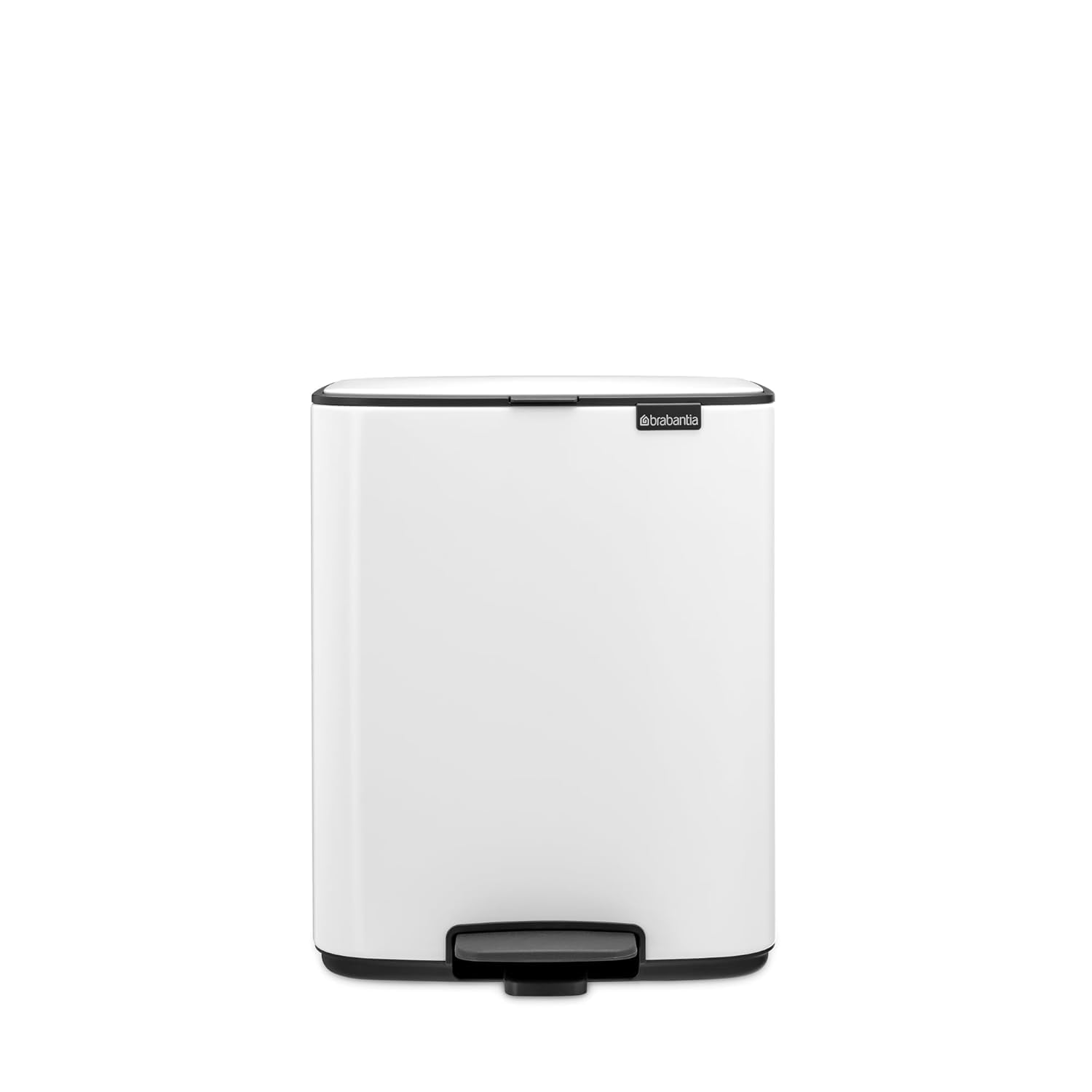 Brabantia Poubelle Bo 12L (Blanche) – Poubelle cuisine à pédale à fermeture progressive – Système de tri des déchets facile à nettoyer avec seau amovible – Sacs-poubelle PerfectFit gratuits inclus