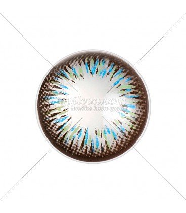 Lente de color turquesa pétalos sin corrección