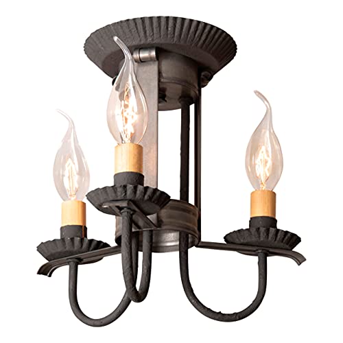 Irvins-Tinware-941KB-3-Light-Amherst-Semi-Flush-Mount-Ceiling-Light-in-Kettle-Black-Primitive-Country-Lighting Irvins Tinware 941KB 3 Light Amherst Semi Flush Mount Ceiling Light in Kettle Black Primitive Country Lighting