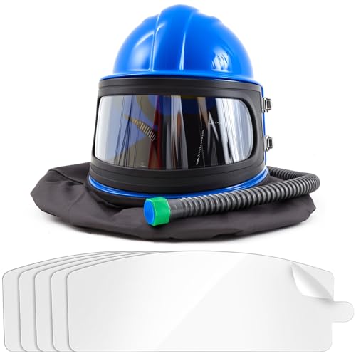 Casco de chorro de arena de cara completa industrial con manguera de aire y visores