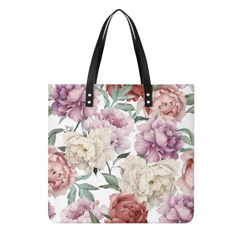 Sac à bandoulière fleurs rétro femme | Grand sac à main cabas et tote bag 39x39cm
