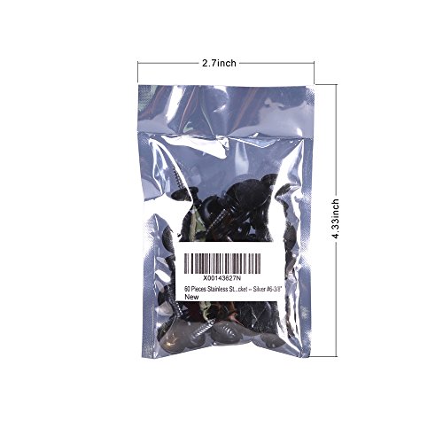 Fastener Screw Snaps, Marine Grade 60 Pieces Boat Canvas Snaps Stainless Steel Fastener Screw Snaps -3/8" Socket #6-5/8" Screw (Black #6-5/8")