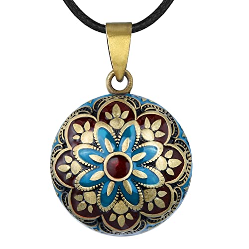 EUDORA Harmony Ball Chiama Angeli Gravidanza Collana Chiama Angeli bola Messicana Maternita per Le Donne Regalo delle Ragazze,114cm & 76cm Catena (fiore vintage)