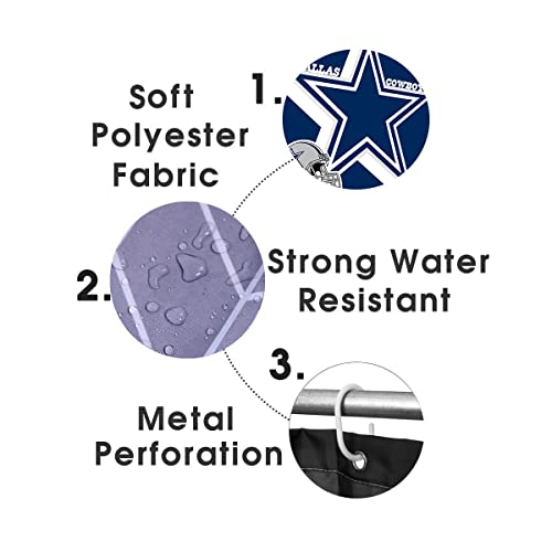 Namdeva 4Pcs Sports Shower Curtain Set, American Football 3D Navy Blue Texas Star Grey Helmet White Quotes Touchdown Man Cave Bathroom Decor, Non-Slip Bath Mat Toilet Rug, Gifts For Men Teenage Boys #TOP6