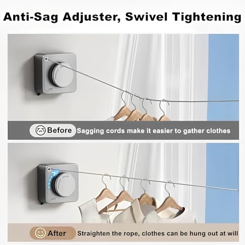 Corde à linge rétractable intérieur extérieur fil acier inoxydable - 5