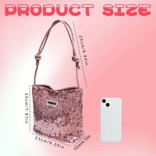 FuninCrea Sequin Shoulder Bag for Women, Womens Handbags Shiny Small Handbag Shoulder Purse Glitter Evening Clutch Bag2