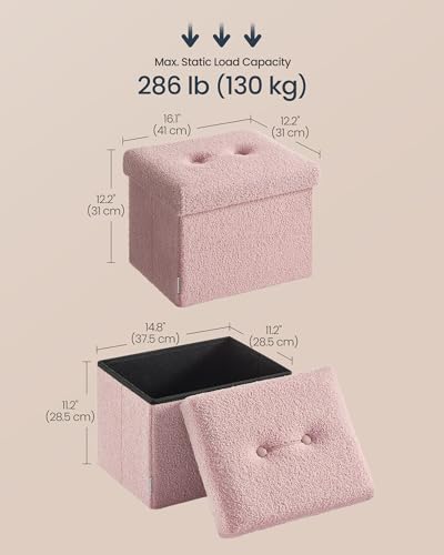 SONGMICS Home Folding Storage Ottoman, Foot Rest, Pink ULSF094R01