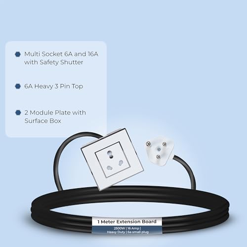 Image of Extension Board Heavy Duty Multi Socket 15A /16A /20A (2500 Watts 6A Small Plug, 1 Meter)