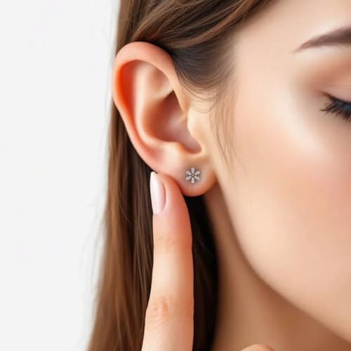 0.07 Carat Diamond Floral Stud Earrings in 10K Gold4