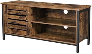 VASAGLE TV Cabinet for up to 50-Inch TVs, TV Console, TV Stand, Cabinet with Louvred Door, 2 Shelves, Living Room, Bedroom, Industrial, Rustic Brown and Black LTV049B01