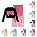 Girls Clothing Set, Bow Embroidered Long Sleeve Top and Gradient Wide Leg Ripped Jeans Cute 2 Piece Outfits for 3-13 Years