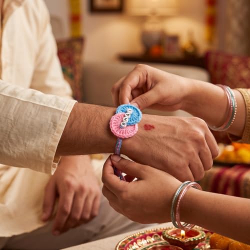 Image of Handmade Crochet Rakhi for Brother Bhai Bracelet