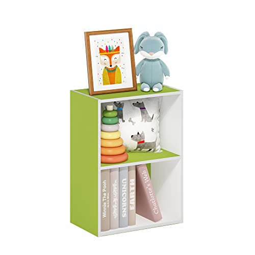 Image of Furinno Luder Bookcase / Book / Storage, Green /White, 2-Tier