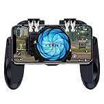 Ozkak Mobile Game Controller with Phone Cooling Fan Phone Gaming Grip Gamepad Joystick 4 Triggers L1R1 for PUBG Smartphone Android iOS