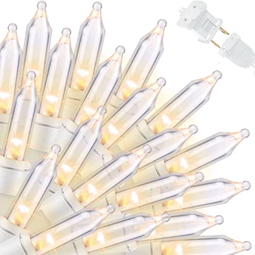 LAMPHOME 100 Count Clear Christmas String Lights, 19.6ft White Wire Fairy Lights, UL Certified Waterproof Indoor & Outdoor String Lights for Xmas Tree, Patio, Wedding, Mother's Day Decor