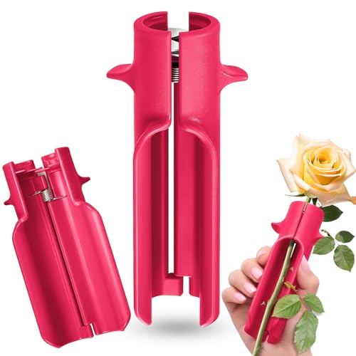 Rose Thorn Remover Stripper Tool Flower Stem Cleaner Cutter Efficient Safe for Home Flower/Shop Gardening Floral Arrangement DIY and Gardening Work(Rose Red)