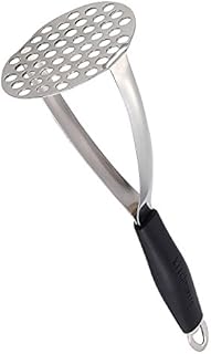 Joyoldelf Stainless Steel Potato Masher, Heavy Duty Potato Press Baby Food Masher with Non Slip Handle for Smooth Mashed Potatoes, Jam, Vegetables and Fruits