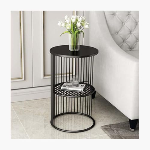 Table basse en métal double couche noire pour salon