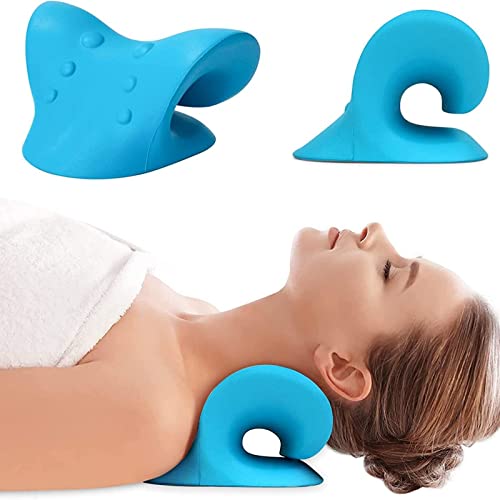 Neck-and-Shoulder-RelaxerNeck-StretcherCervical-Spine-Alignment-for-Pain-ReliefChiropractic-Pillow-with-Massage-PointC-ShapeBlue Neck and Shoulder Relaxer,Neck Stretcher,Cervical Spine Alignment for Pain Relief,Chiropractic Pillow with Massage Point,C-Shape,Blue - Image 1
