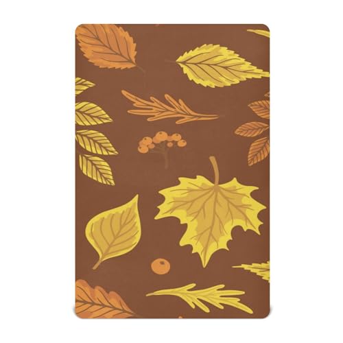 Moudou Autumn Maple Leaf Playard Sheet for Boy Girls, Soft Breathable Fitted Toddler Sheet for Standard Playard Bed Mattress, 39 x 27 x 5 Inch